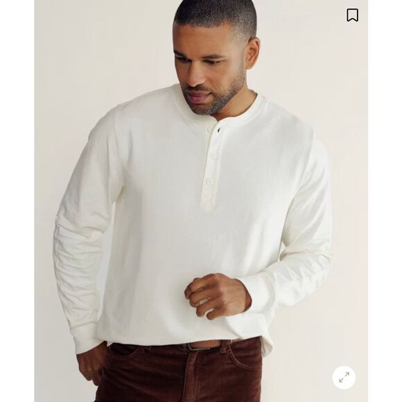 Tecovas Men’s White Waffle Knit Henley - Picture 1 of 7